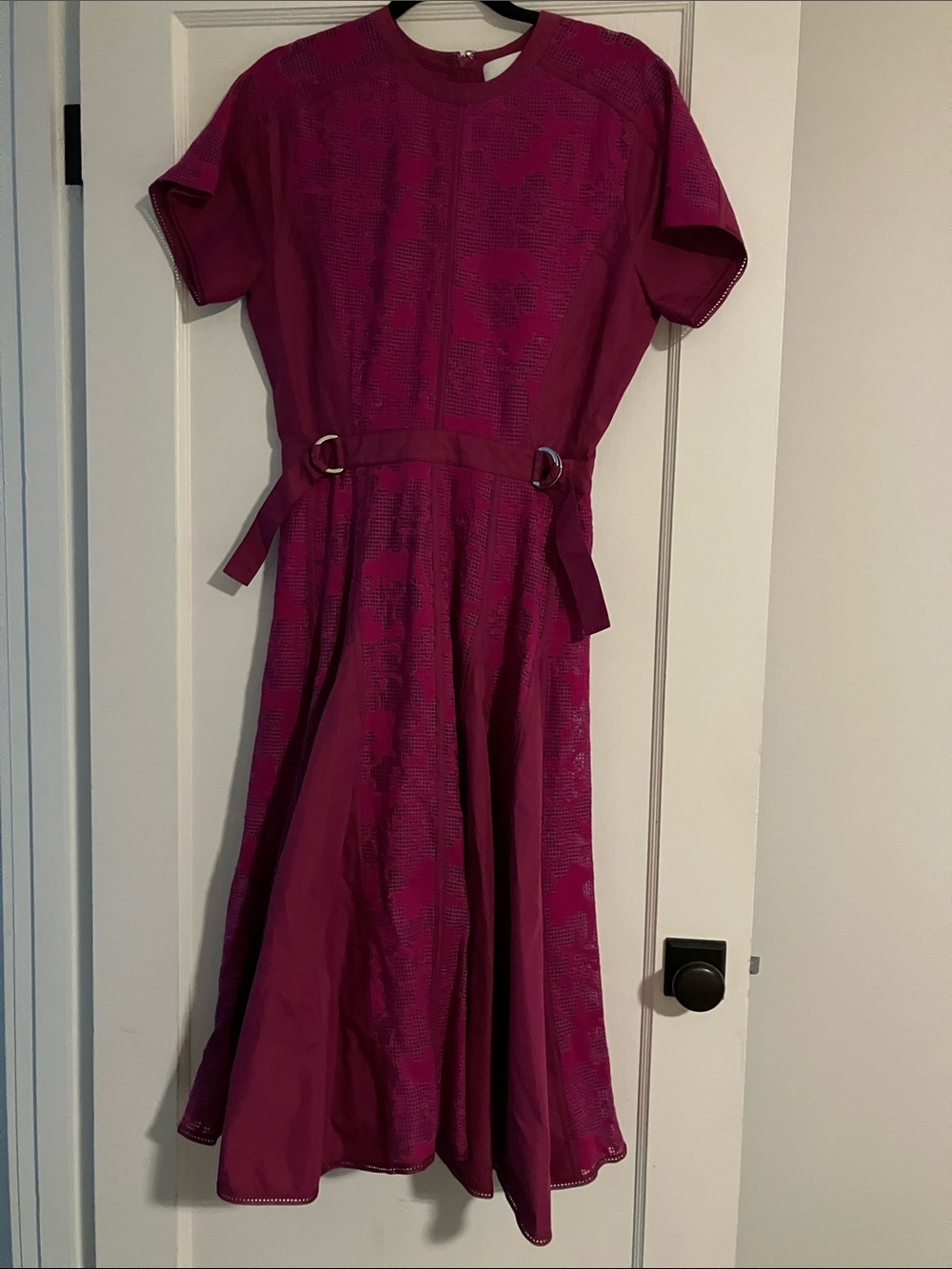 3.1 Phillip Lim Magenta Short-Sleeve Fit-and-Flare Dress